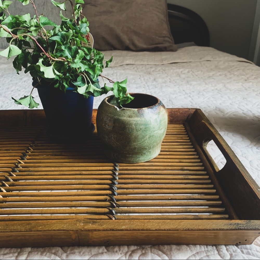 Vintage Boho Rattan Serving Tray